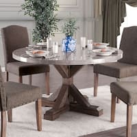 Furniture of America Yoss Rustic Brown 54-inch Marble Top Dining Table - Natural