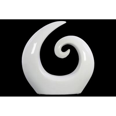 Abstract Spiral Sculpture In Ceramic, Large, Glossy White