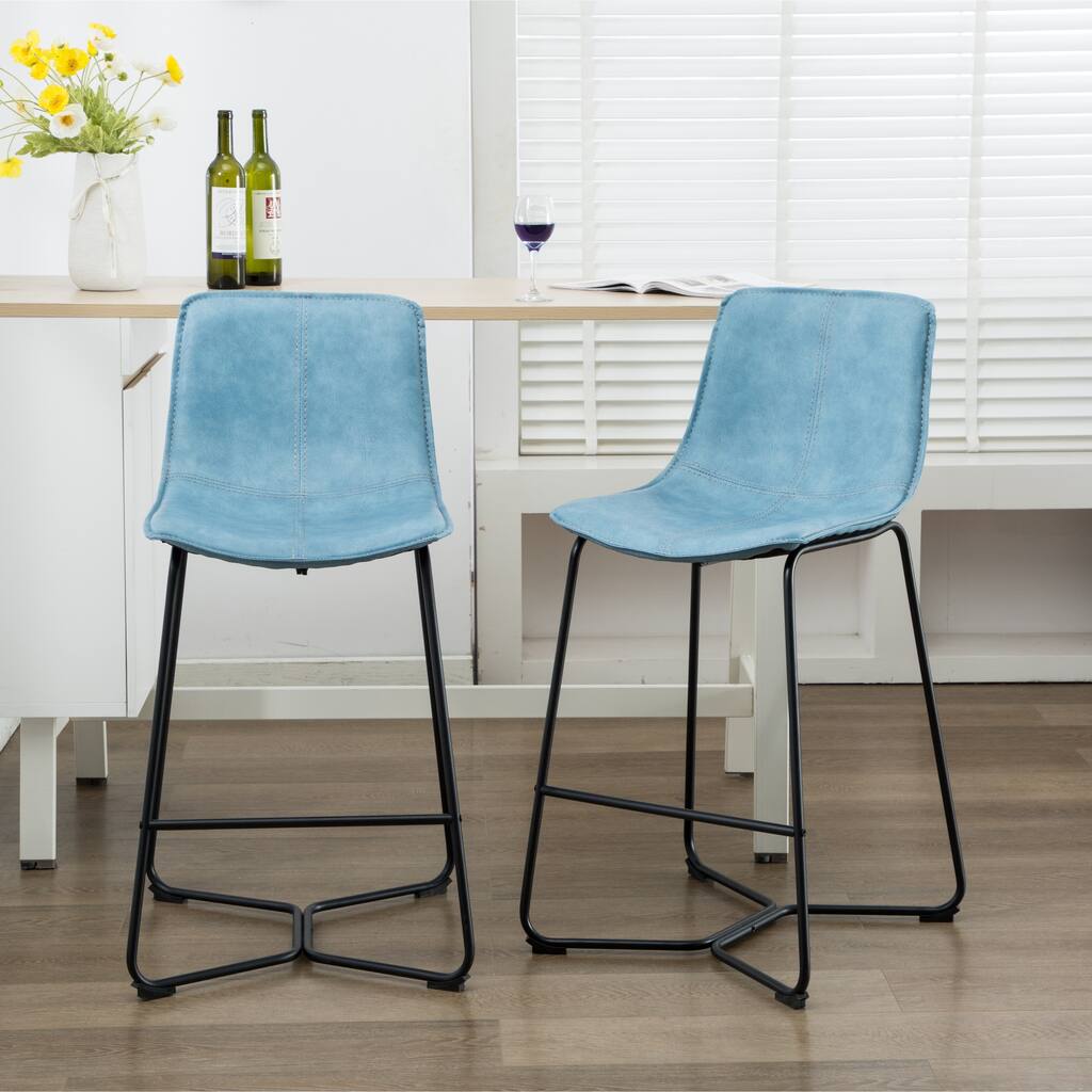 New Atlanta Lance Faux Leather Upholstered Barstool Set of 2