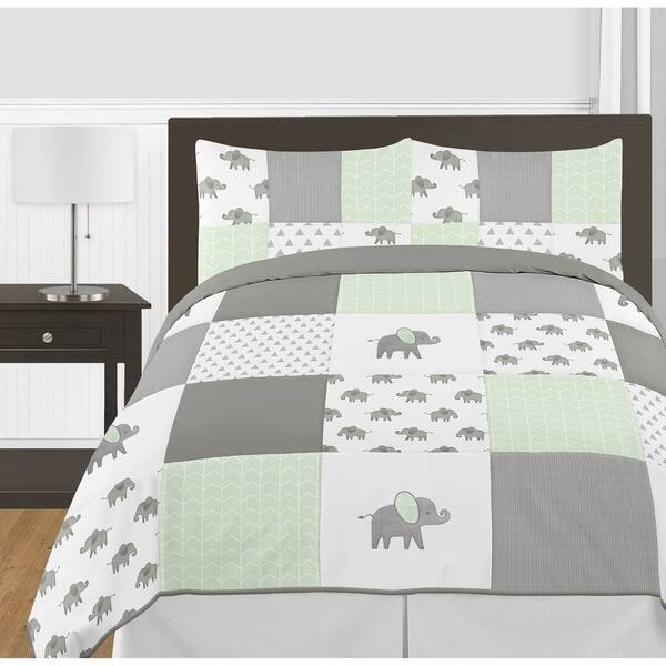 Shop Sweet Jojo Designs Mint Grey White Watercolor Elephant