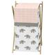 Sweet Jojo Designs Blush Pink, Grey and White Watercolor Elephant Safari Collection Laundry Hamper