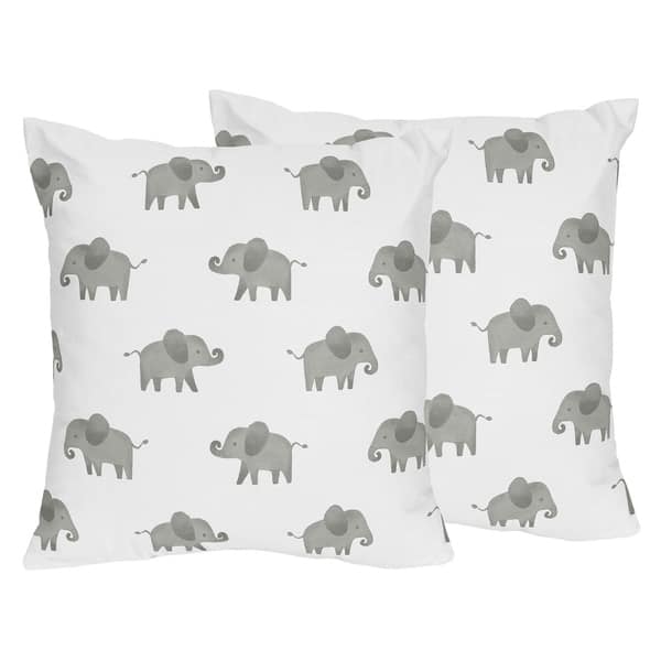Shop Black Friday Deals On Sweet Jojo Designs Grey 18in Decorative Accent Throw Pillows For Mint Watercolor Elephant Safari Collection Set Of 2 Overstock 23573278