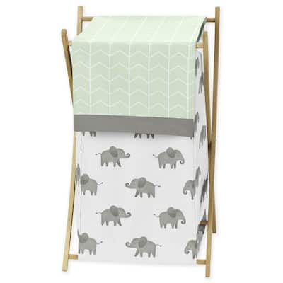 Sweet Jojo Designs Mint, Grey and White Watercolor Elephant Safari Collection Laundry Hamper