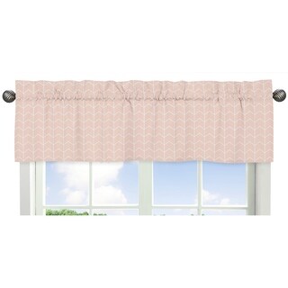 Sweet Jojo Designs Blush Pink and White Chevron Arrow Watercolor Elephant Safari Collection Window Curtain Valance