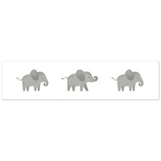 Sweet Jojo Designs Grey and White Wallpaper Wall Border for Blush Pink Watercolor Elephant Safari Collection