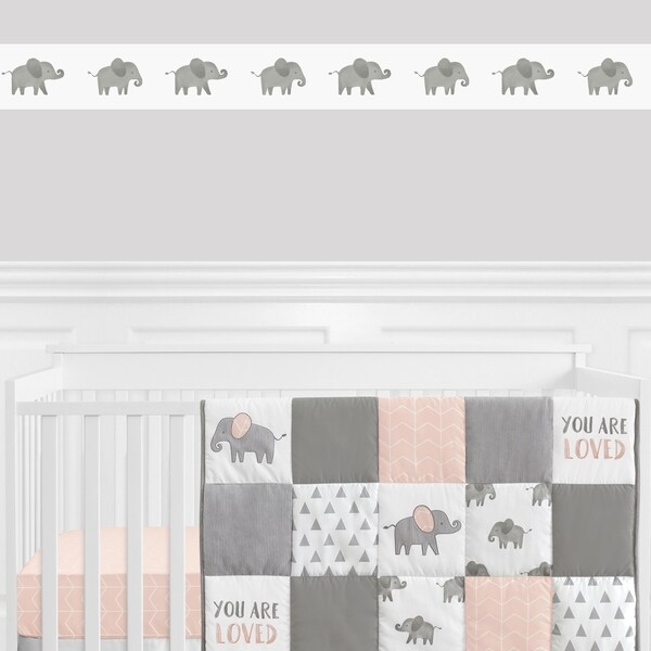 Sweet Jojo Designs Grey and White Wallpaper Wall Border for Blush