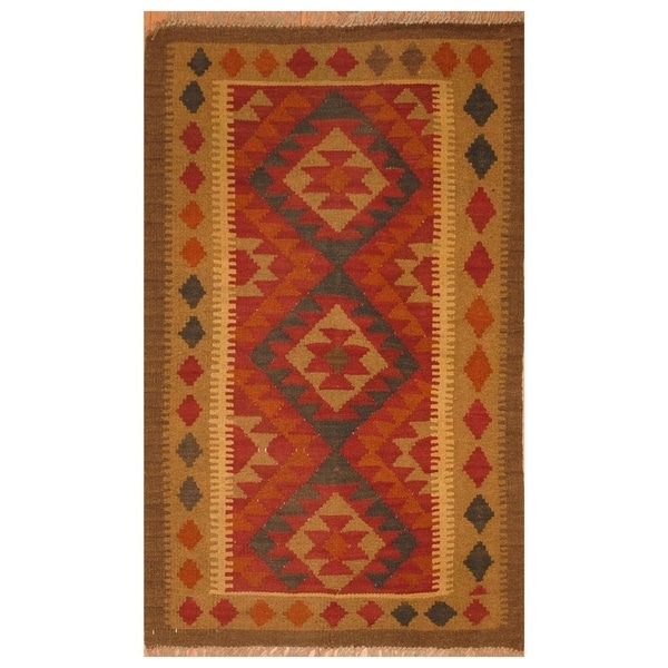 Handmade Mimana Wool Kilim (Afghanistan) - 2'8 x 4'2