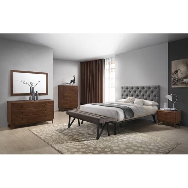 Shop Modrest Gibson Modern Walnut Black Glass Chest Free