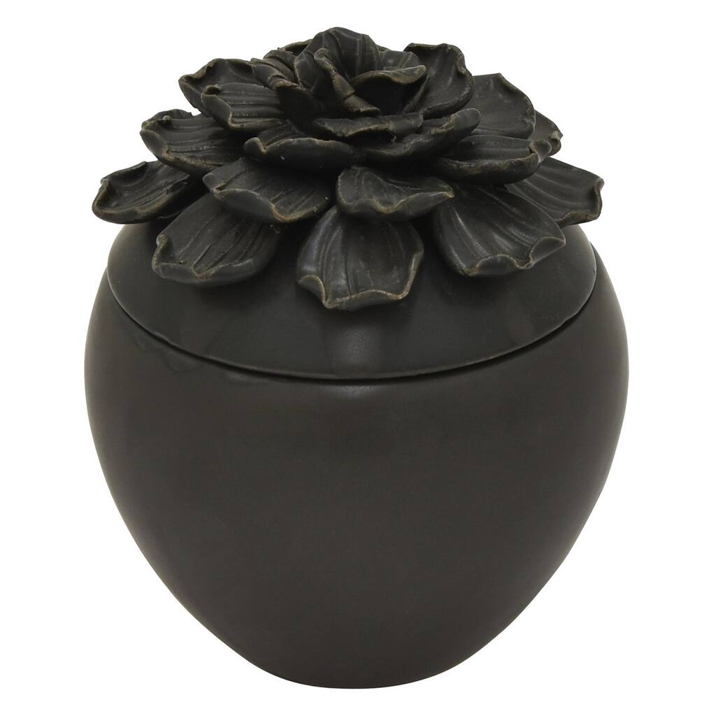 6.5 " Porcelain-Ceramic Three Hands Ceramic Flower Box Finished in Black