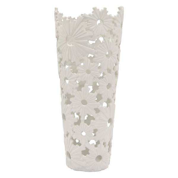 19 " Porcelain-Ceramic Three Hands Ceramic Vase Finished in White