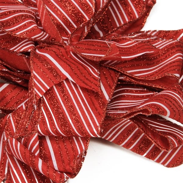 New Traditions Large Glitter Candy Cane Stripe Ribbon Christmas Tree Topper Bow and 12 Mini Bows, 13 Pieces, Red