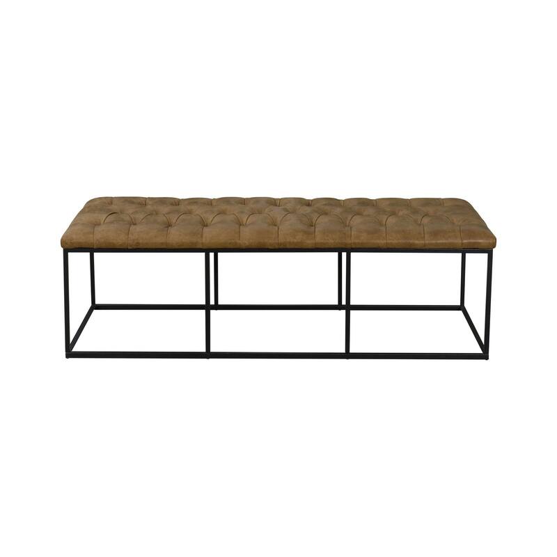 HomePop Draper Light Brown Button-tufted Ottoman - Brown