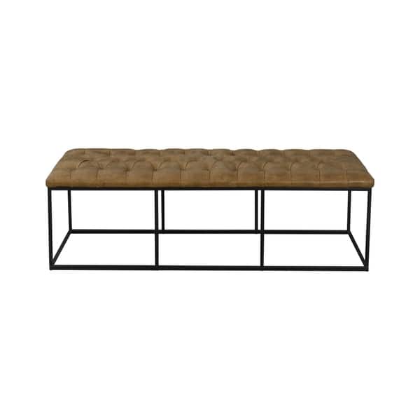 slide 11 of 18, HomePop Draper Light Brown Button-tufted Large Ottoman Brown