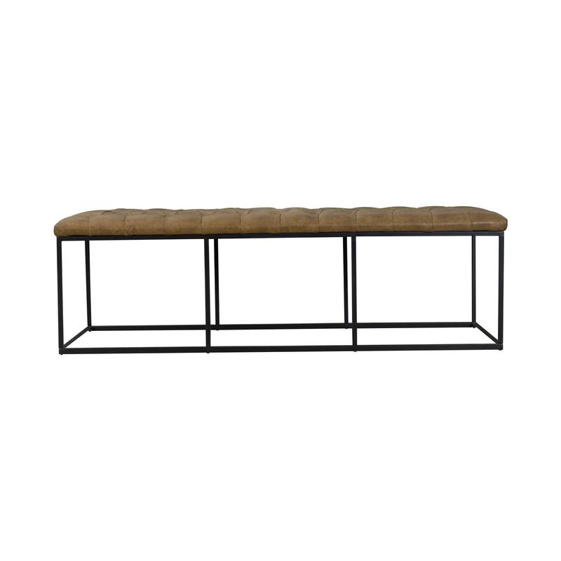 HomePop Draper Light Brown Button-tufted Ottoman