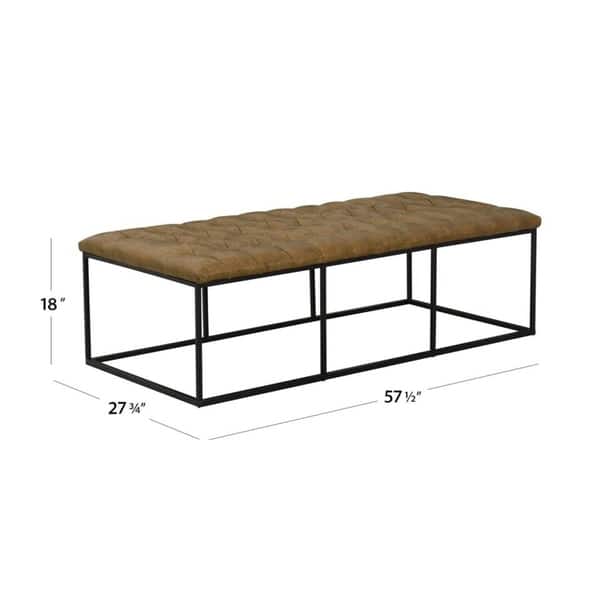 HomePop Draper Light Brown Button-tufted Large Ottoman