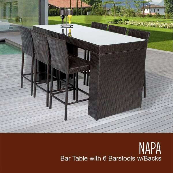 Shop Barbados Bar Table Set Barstools 7 Piece Outdoor Patio