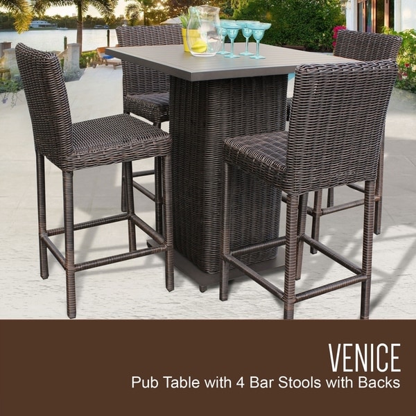 wicker pub table and chairs