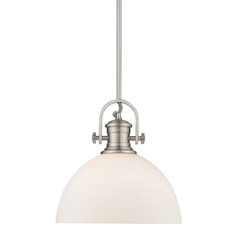 Golden Lighting Hines Pewter Steel with Opal Glass Shade 1-light Pendant