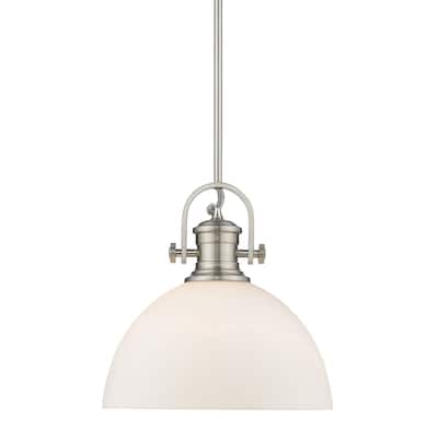 Golden Lighting Hines Pewter Steel with Opal Glass Shade 1-light Pendant
