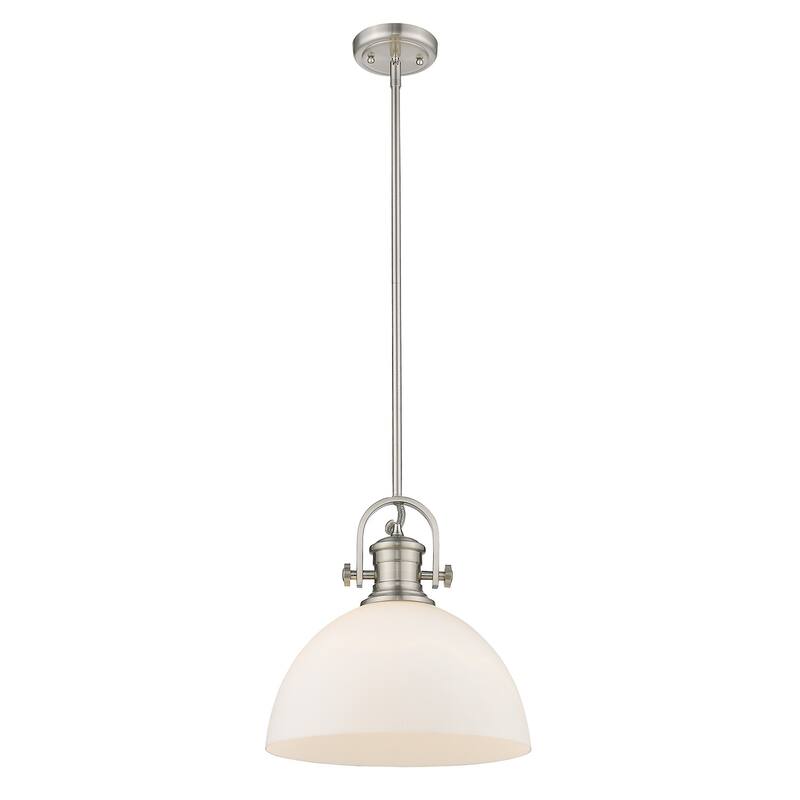 Golden Lighting Hines Pewter Steel with Opal Glass Shade 1-light Pendant