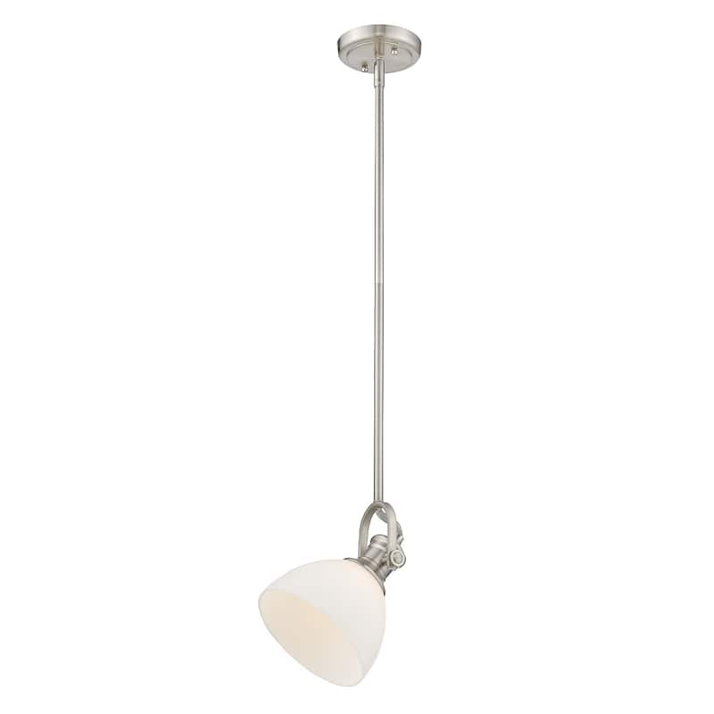 Golden Lighting Hines Pewter-Finished Steel 100-Watt 1-Light Mini Pendant Light with Opal Glass Shade