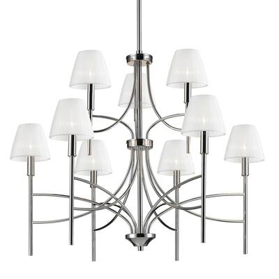 Golden Lighting Taylor 2-tier 9-light Chrome Steel Chandelier with Pearl Chiffon Shades