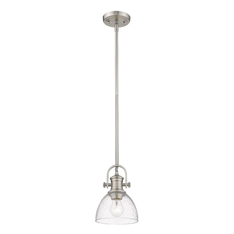 Carbon Loft Barton 1-light Pewter Steel Mini Pendant with Seeded Glass