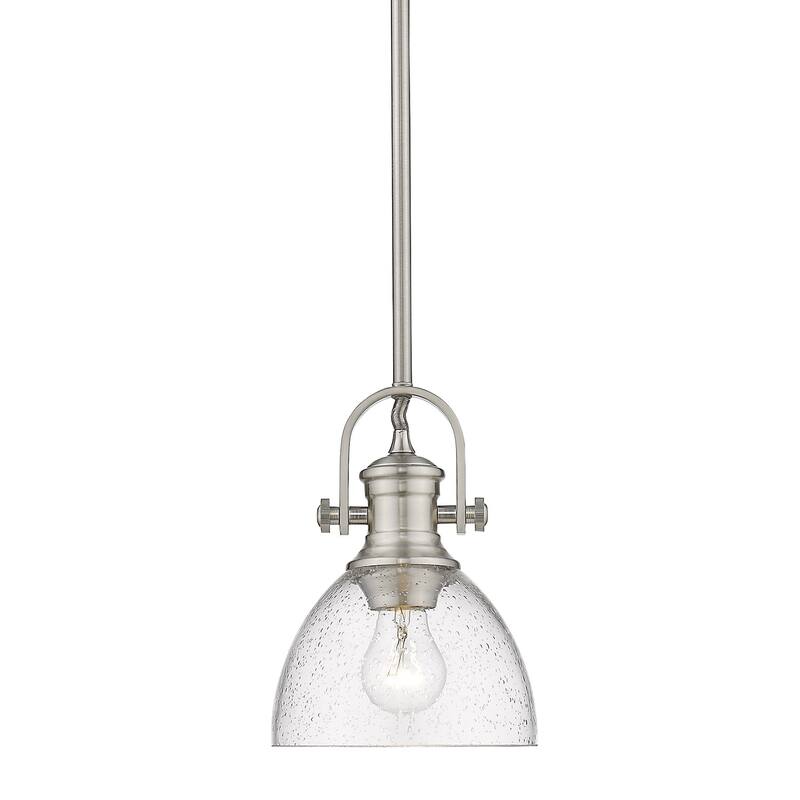 Carbon Loft Barton 1-light Pewter Steel Mini Pendant with Seeded Glass