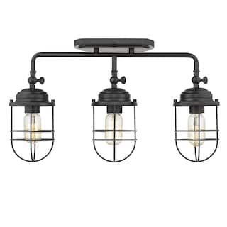 Golden Lighting Seaport Black Steel 3-light Semi-Flush Mount