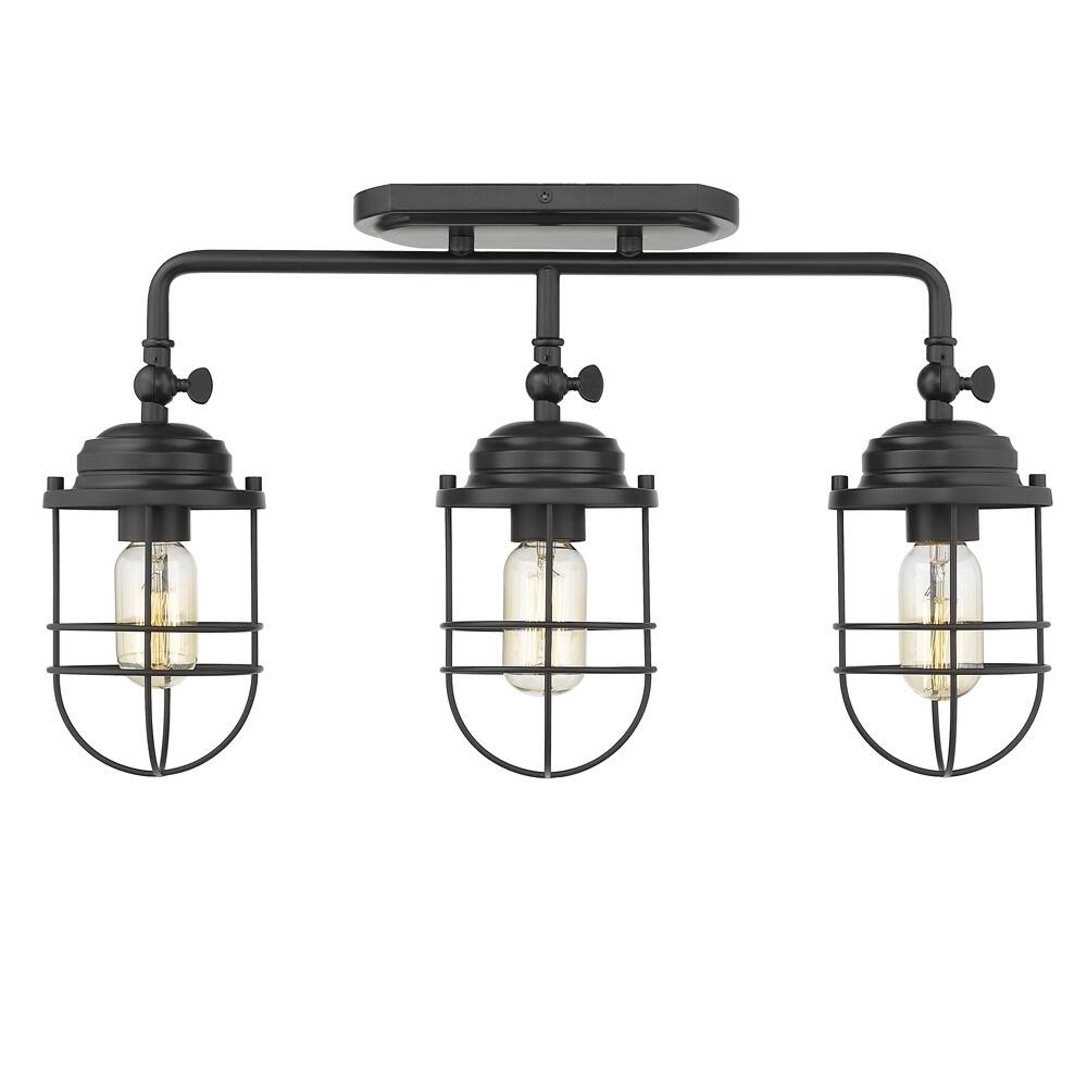 Golden Lighting Seaport Black Steel 3-light Semi-Flush Mount