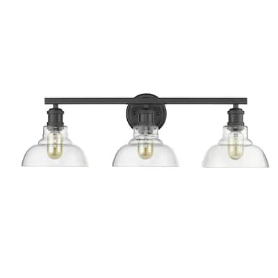 Carbon Loft Barton 3-light Black Bath Vanity w/ Clear Glass Shades