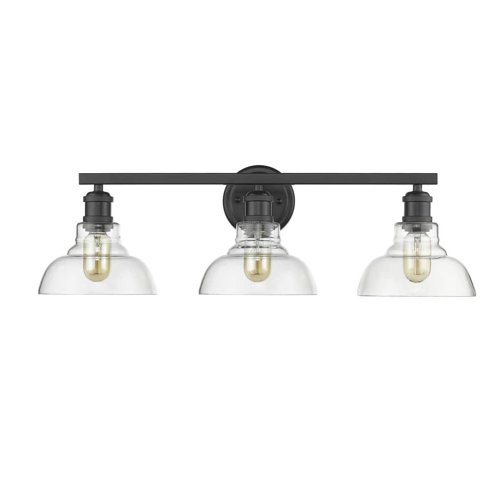 Carbon Loft Barton 3-light Black Bath Vanity w/ Clear Glass Shades
