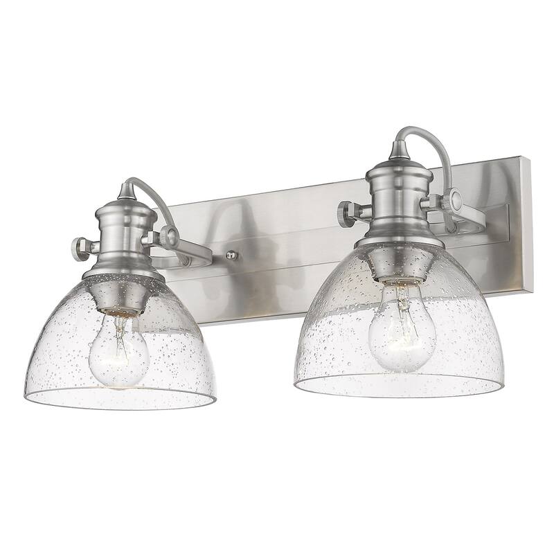 Carbon Loft Barton 2-light Bath Vanity in Pewter with Seeded Glass