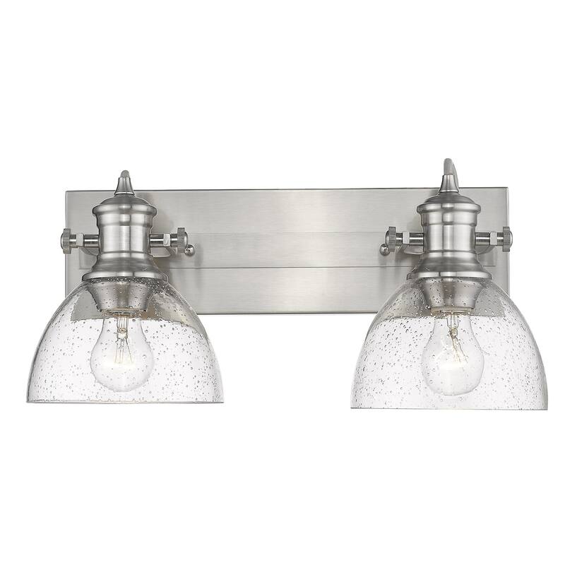 Carbon Loft Barton 2-light Bath Vanity in Pewter with Seeded Glass