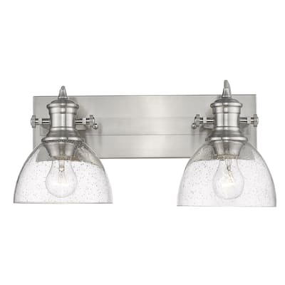 Carbon Loft Barton 2-light Bath Vanity in Pewter with Seeded Glass