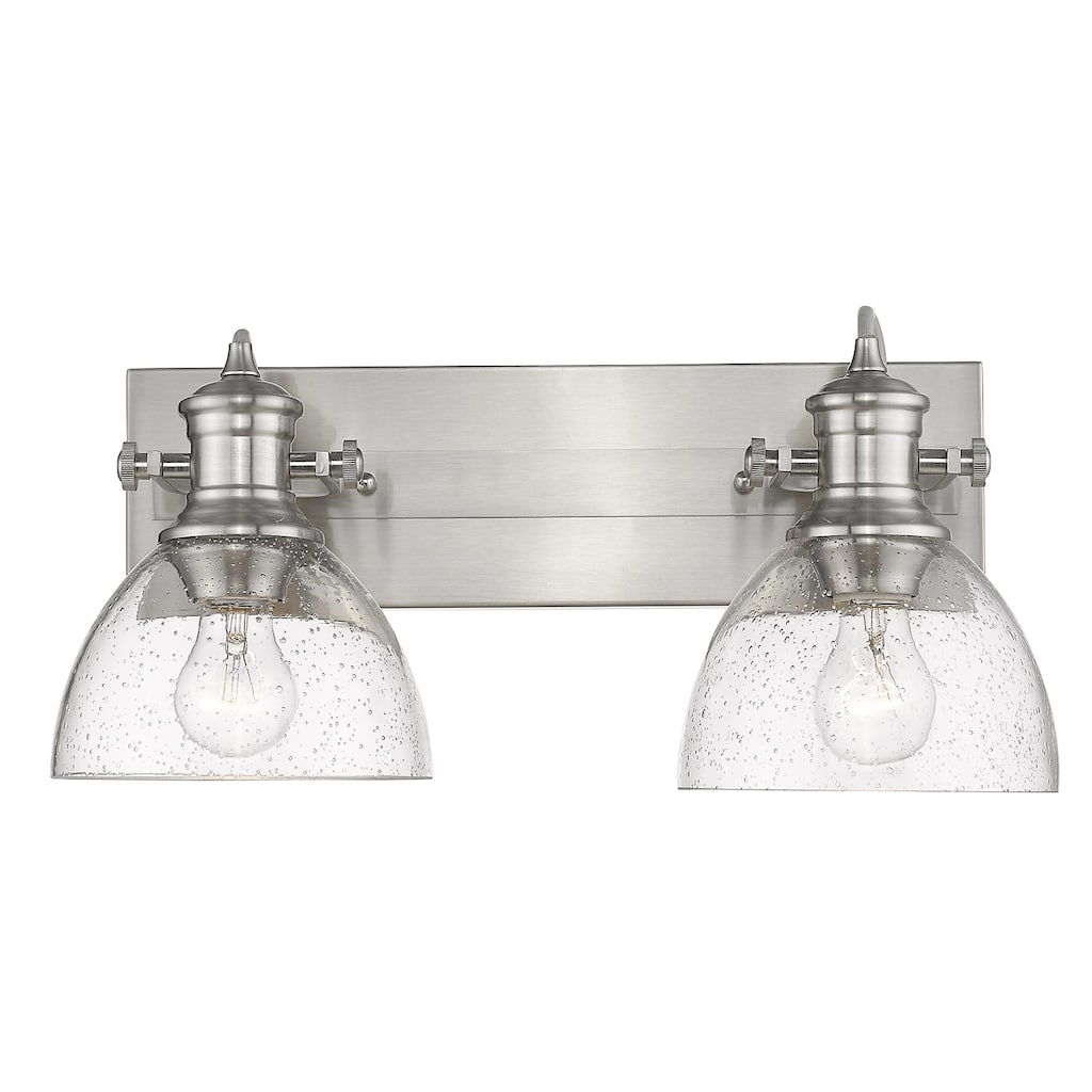 Carbon Loft Barton 2-light Bath Vanity in Pewter with Seeded Glass