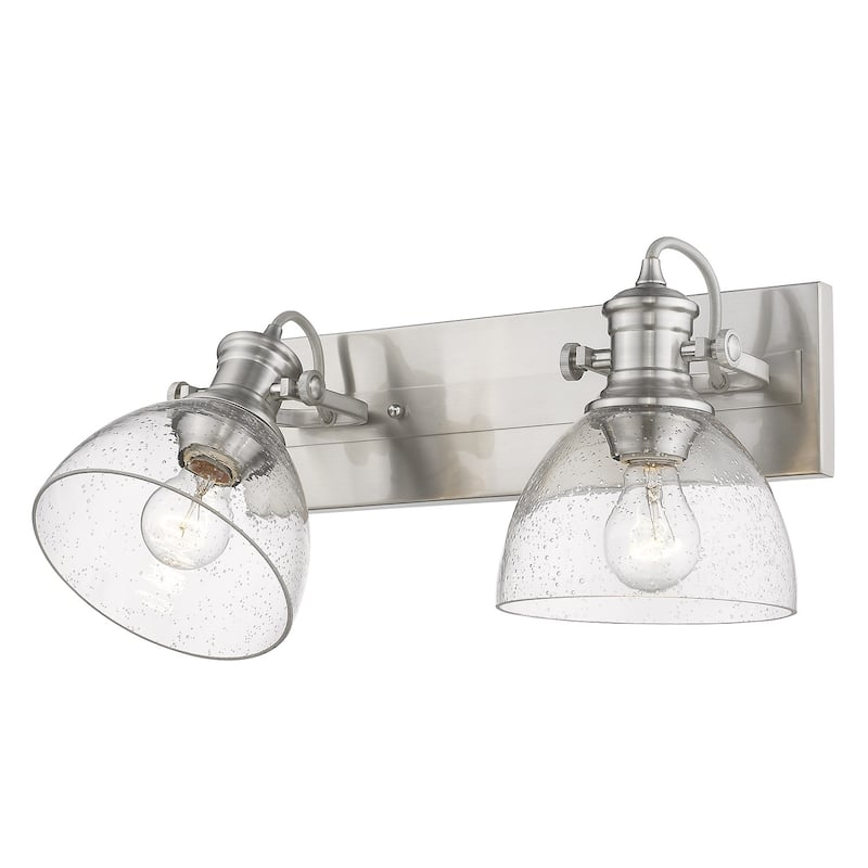 Carbon Loft Barton 2-light Bath Vanity in Pewter with Seeded Glass