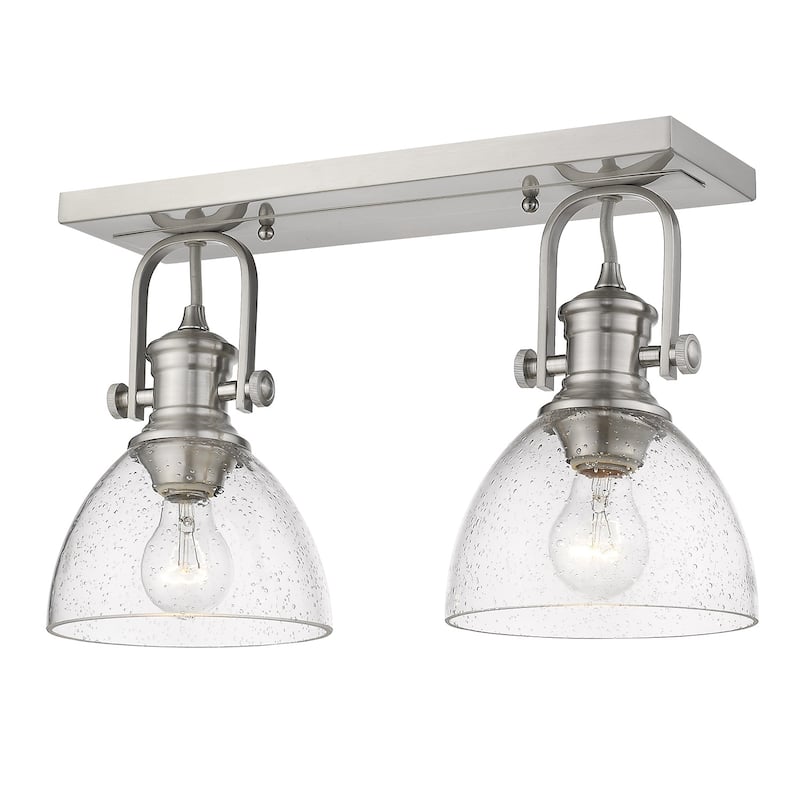Carbon Loft Barton 2-light Bath Vanity in Pewter with Seeded Glass
