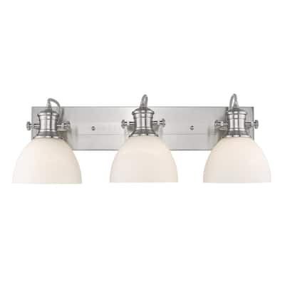 Carbon Loft Barton 3-light Bath Vanity in Pewter with Opal Glass