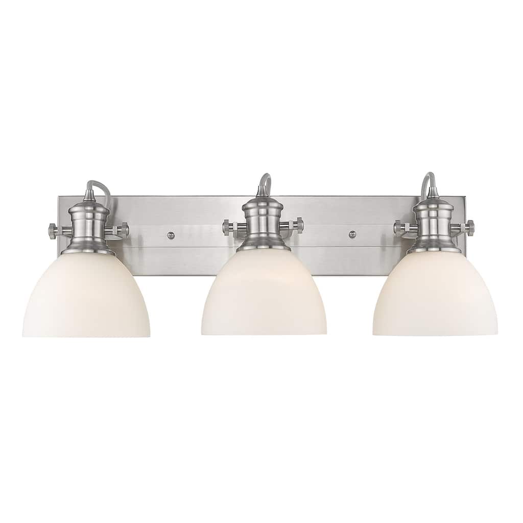 Carbon Loft Barton 3-light Bath Vanity in Pewter with Opal Glass