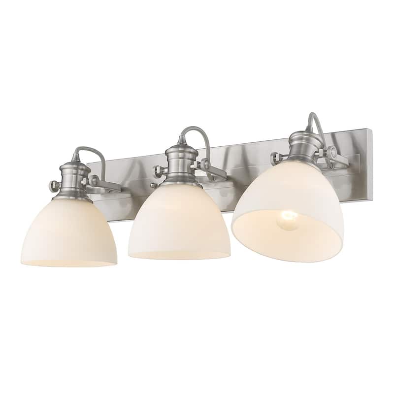 Carbon Loft Barton 3-light Bath Vanity in Pewter with Opal Glass