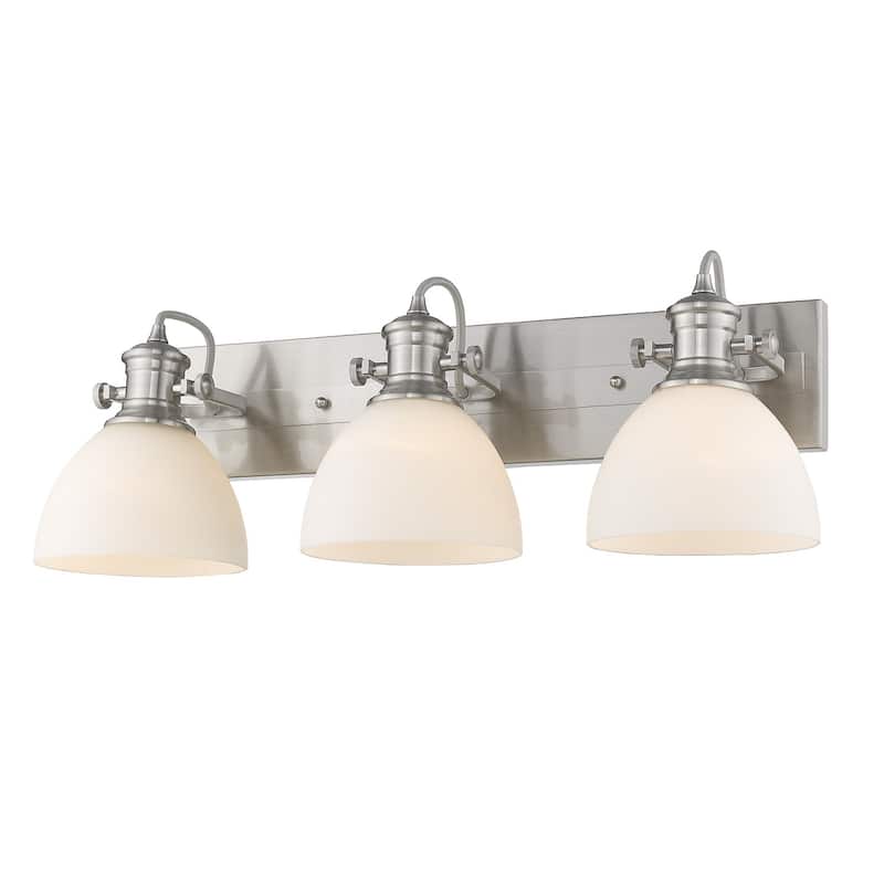 Carbon Loft Barton 3-light Bath Vanity in Pewter with Opal Glass