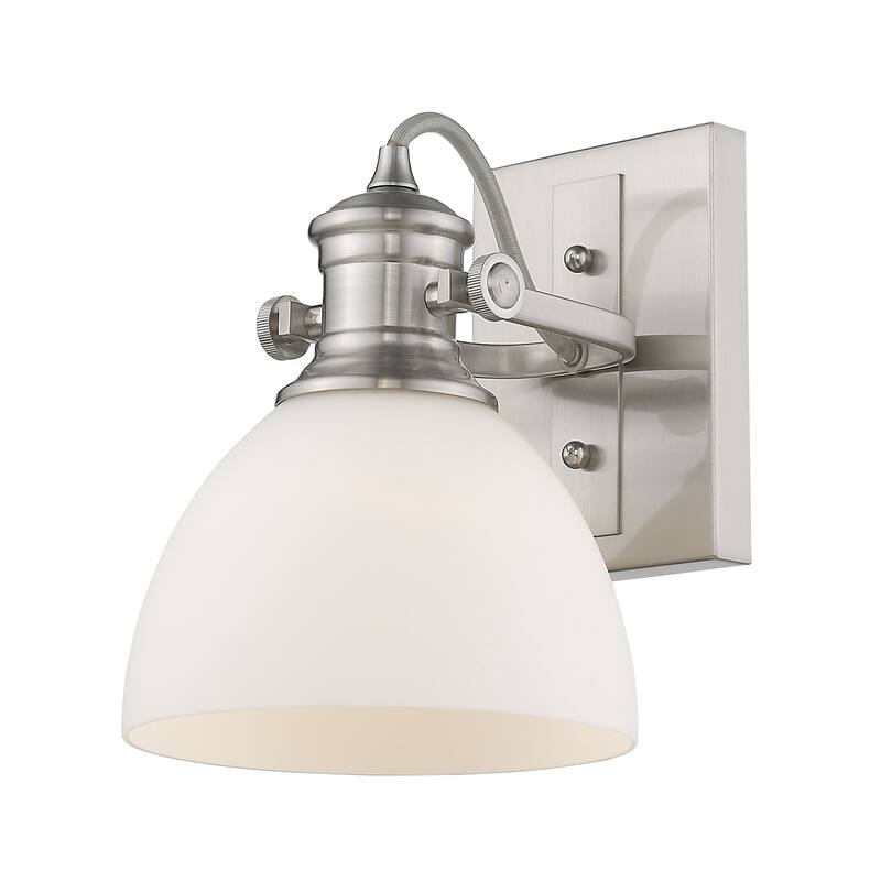 Hines 1 Light Bath Vanity in Pewter with Opal Glass
