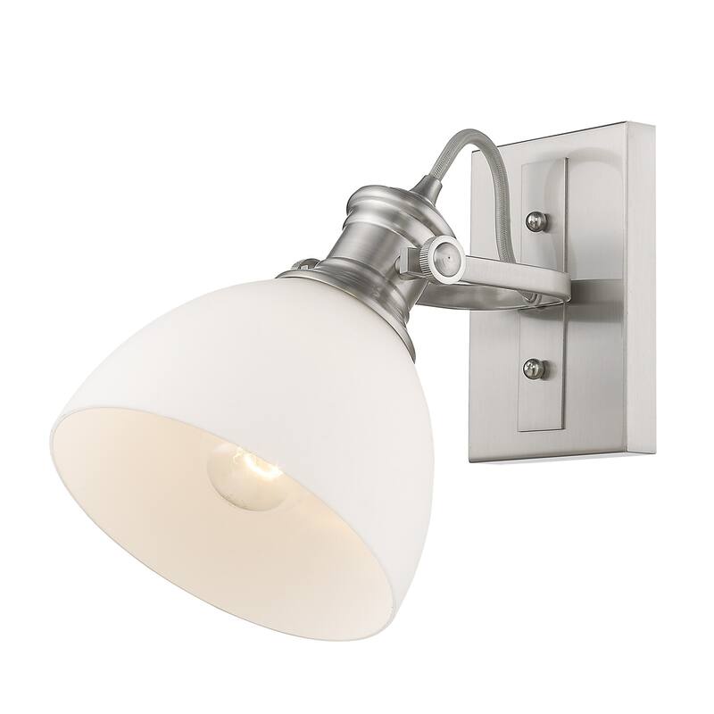 Hines 1 Light Bath Vanity in Pewter with Opal Glass