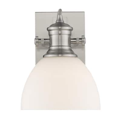 Hines 1 Light Bath Vanity in Pewter with Opal Glass