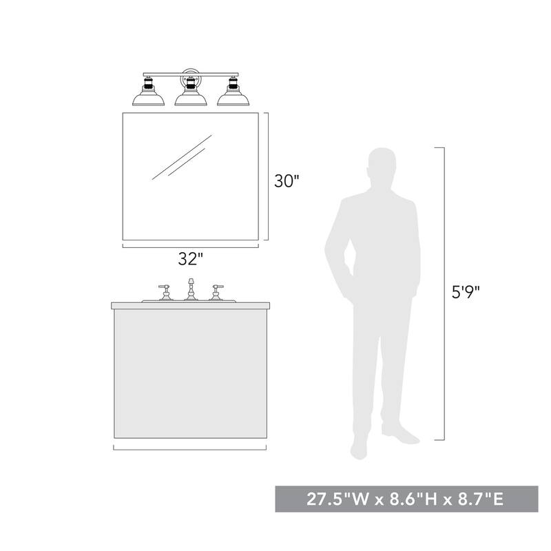 Carbon Loft Barton 3-light Bath Vanity in Chrome with Clear Glass Shades