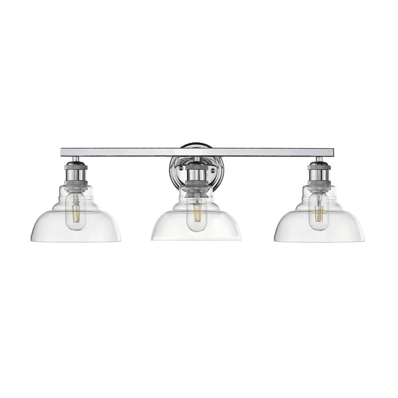 Carbon Loft Barton 3-light Bath Vanity in Chrome with Clear Glass Shades