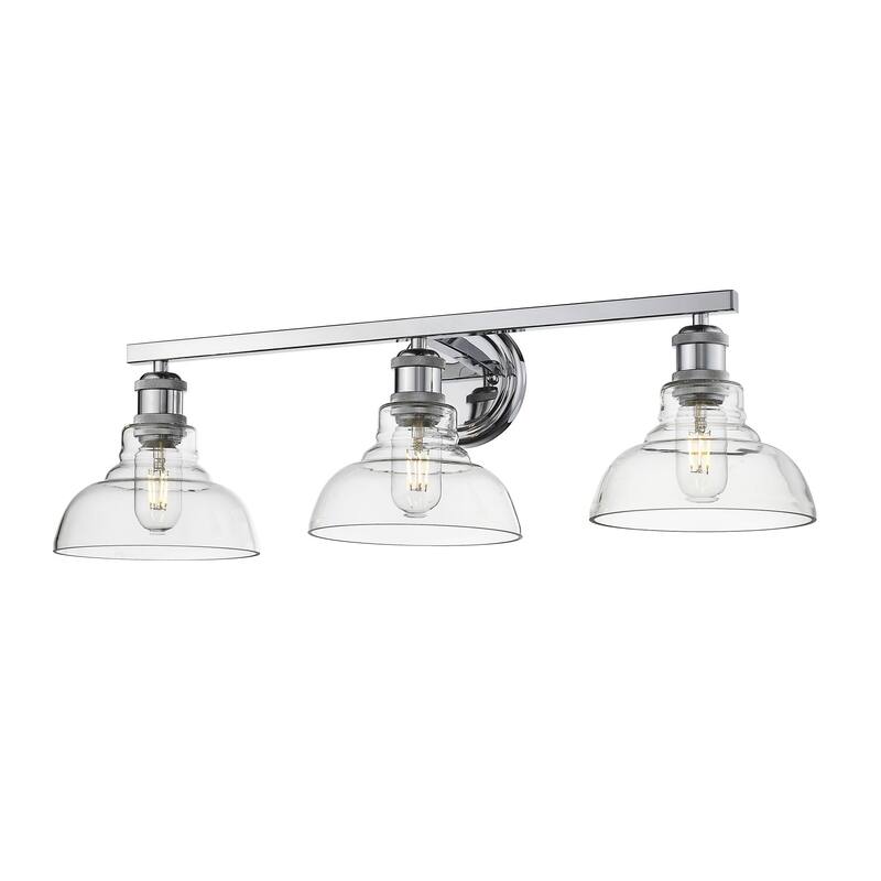 Carbon Loft Barton 3-light Bath Vanity in Chrome with Clear Glass Shades