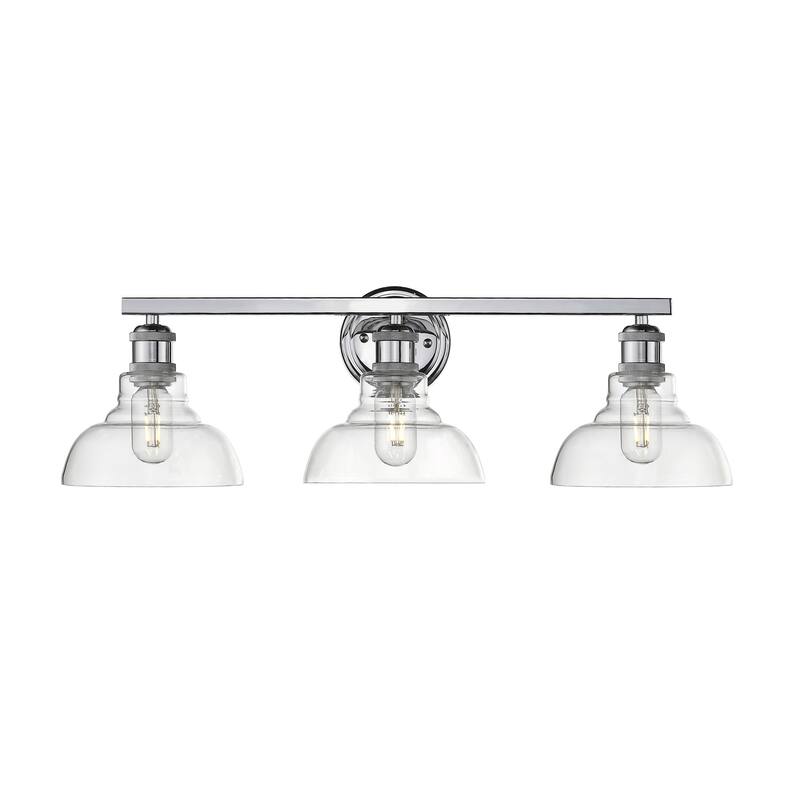 Carbon Loft Barton 3-light Bath Vanity in Chrome with Clear Glass Shades