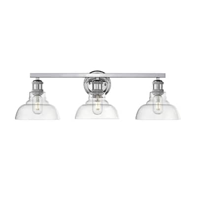 Carbon Loft Barton 3-light Bath Vanity in Chrome with Clear Glass Shades